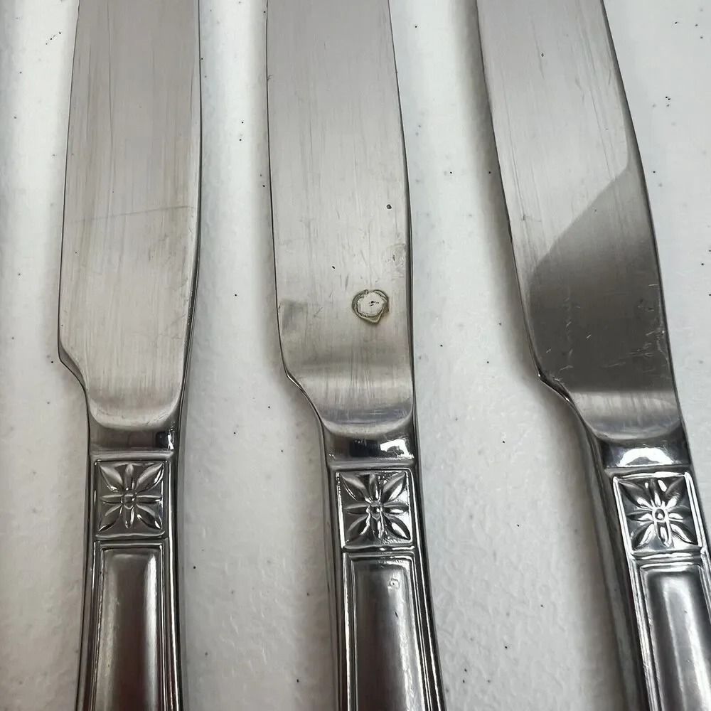 Cambridge Rooster 4 Butter Knives Stainless Flatware Frosted Handle Replacement‎